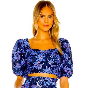 RARE | Sabina Musayev | Blue Floral Top | Size Small